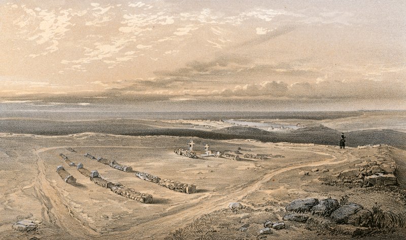 Le tombe nella fortezza sulla collina di Cathcart, degli ufficiali della 4ª Divisione caduti a Inkermann da William Crimea Simpson