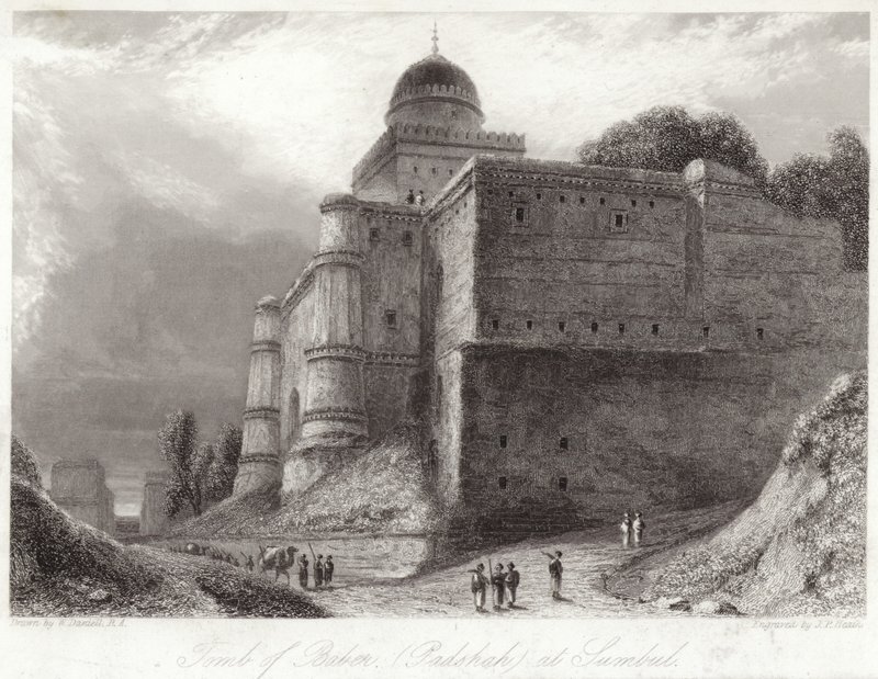 Tomba di Baber a Sumbul Babur da William Daniell