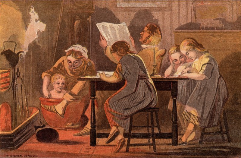 Sabato sera: una famiglia che legge e si diverte la sera da William Dickes