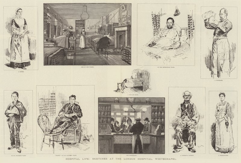 Vita ospedaliera, schizzi al London Hospital, Whitechapel da William Douglas Almond