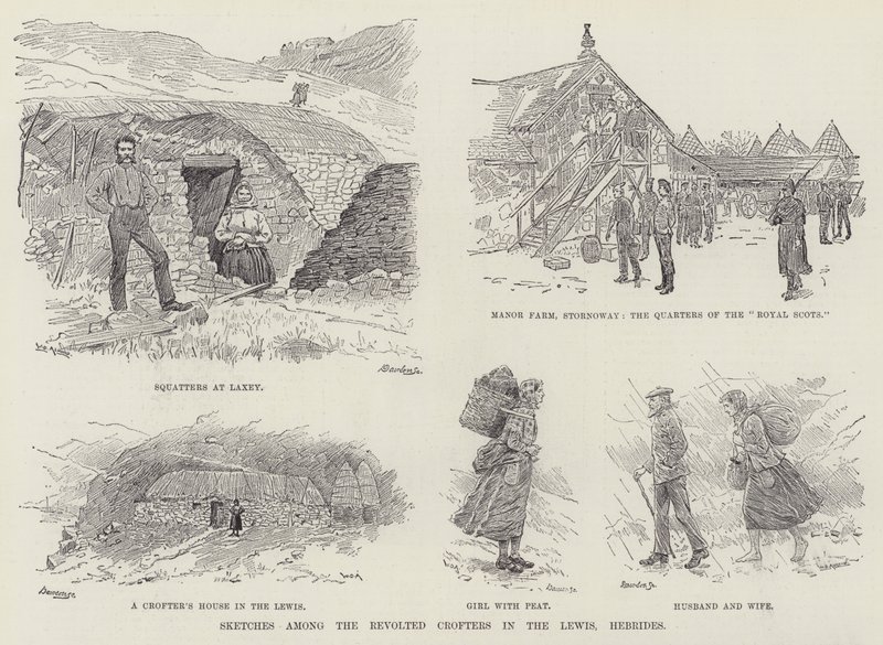 Schizzi tra i Crofters Rivoltosi nelle Ebridi di Lewis da William Douglas Almond