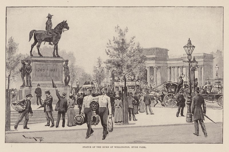 Statua del Duca di Wellington, Hyde Park (incisione) da William Douglas Almond