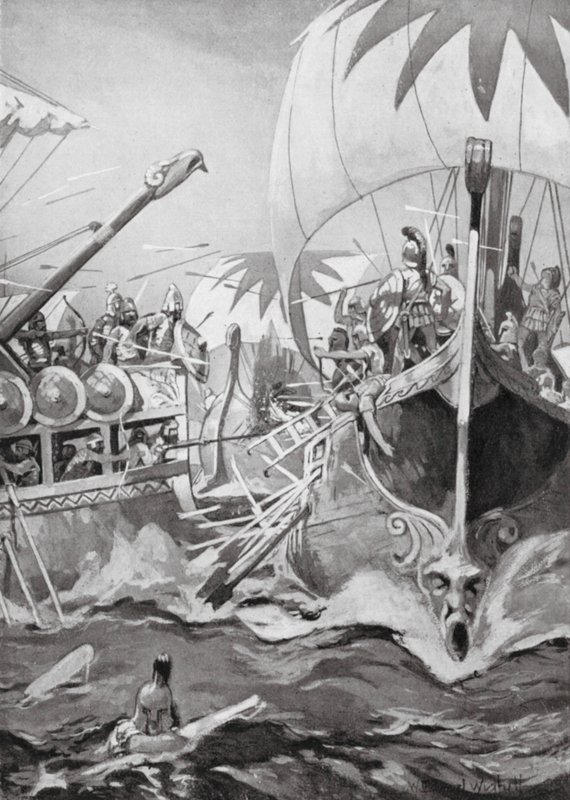 La sconfitta di una flotta ionica da William Edward (after) Wigfull
