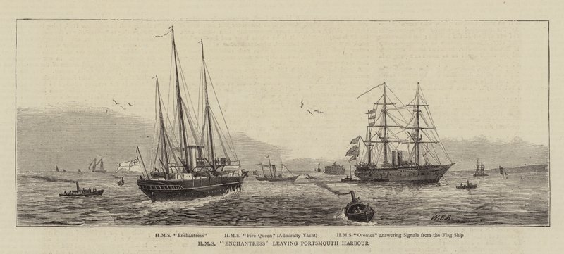 HMS Enchantress lascia il Porto di Portsmouth da William Edward Atkins