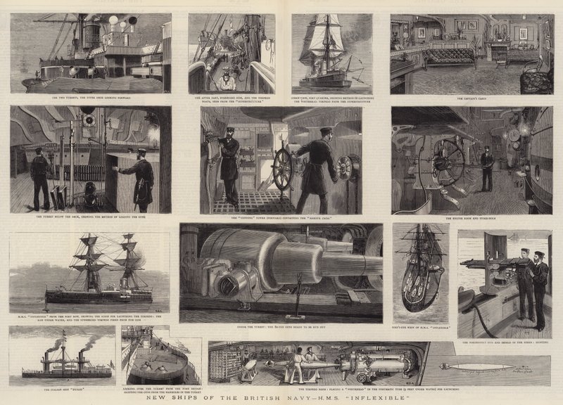 Nuove navi della Marina Britannica, HMS Inflexible da William Edward Atkins