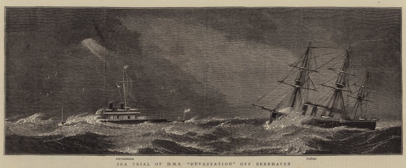 Prova in mare della HMS Devastation al largo di Berehaven da William Edward Atkins
