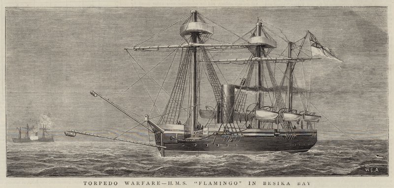Guerra dei Siluri, HMS Flamingo nella Baia di Besika da William Edward Atkins