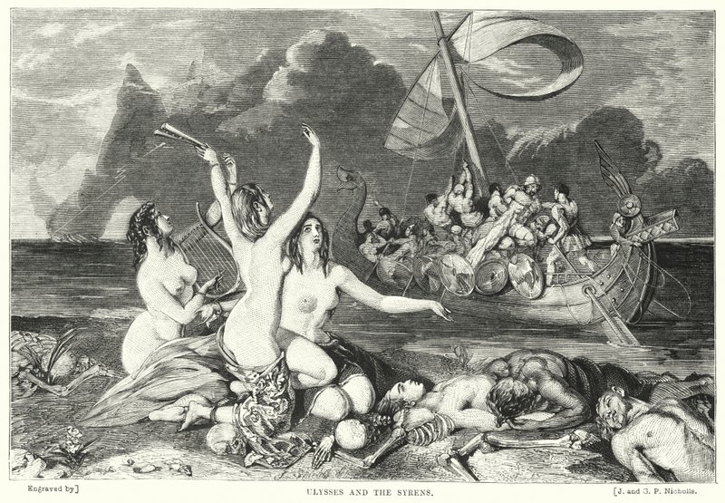 Ulisse e le sirene (incisione) da William Ellis