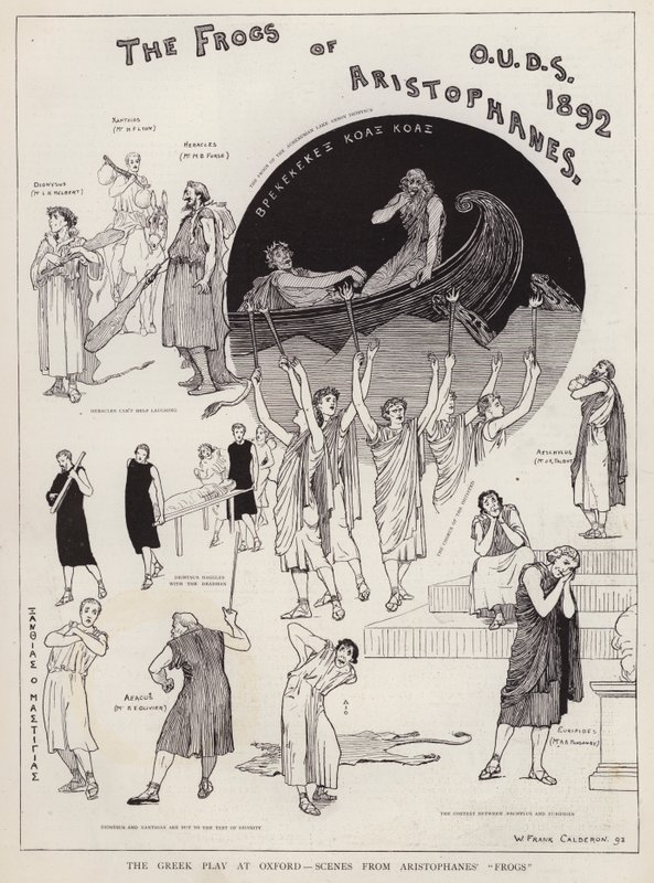 Scene da una produzione della commedia Le Rane di Aristofane, dalla Oxford University Dramatic Society da William Frank Calderon
