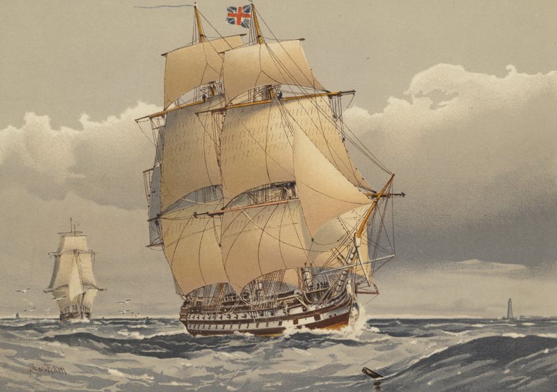 Nave di linea da 74 cannoni, circa 1794 da William Frederick Mitchell