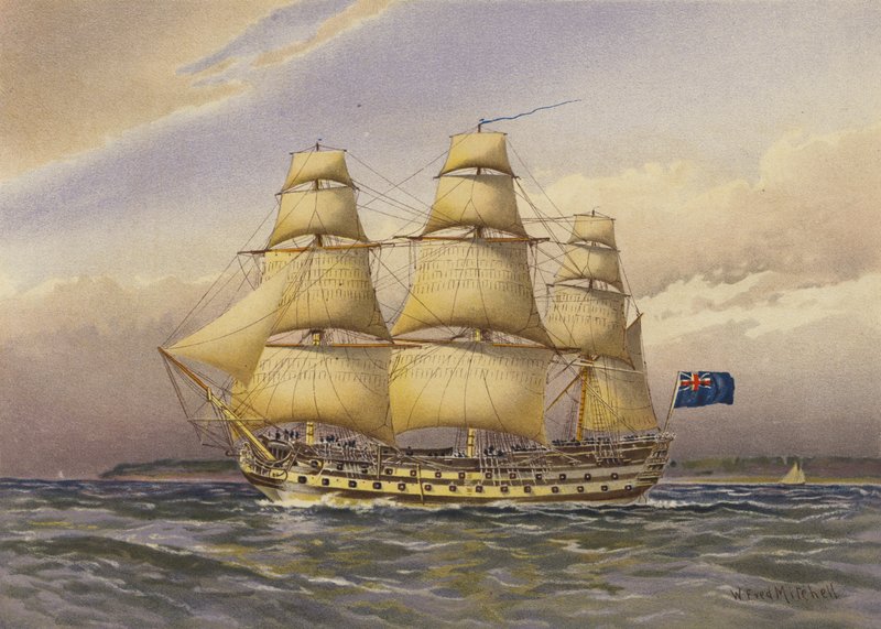 Nave da battaglia, circa 1760 da William Frederick Mitchell