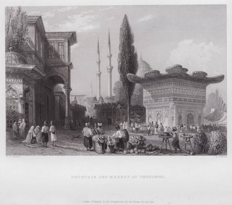 Fontana e Mercato a Tophanne da William H. Bartlett
