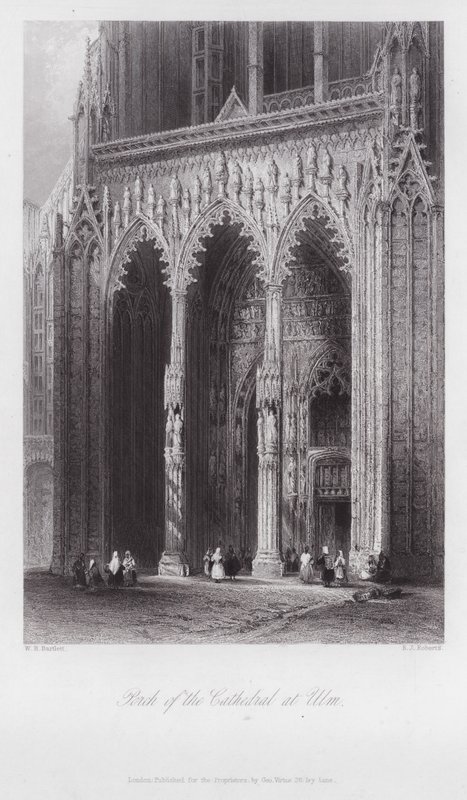 Portico della cattedrale di Ulm (incisione) da William H. Bartlett