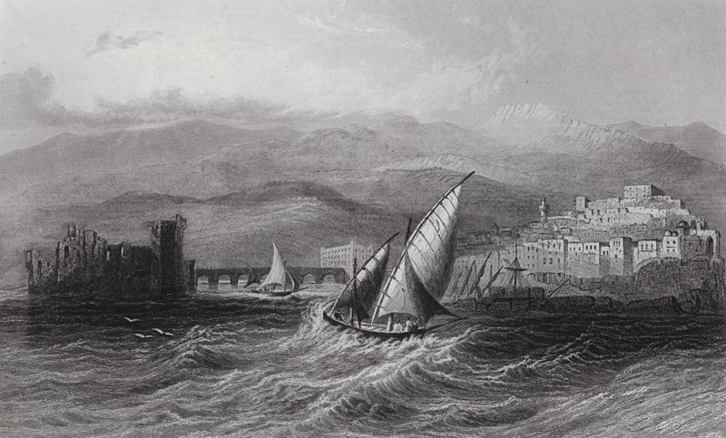 Sidone e Monte Libano, dal mare da William H. Bartlett