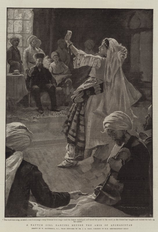 Una ragazza Nautch che danza davanti all