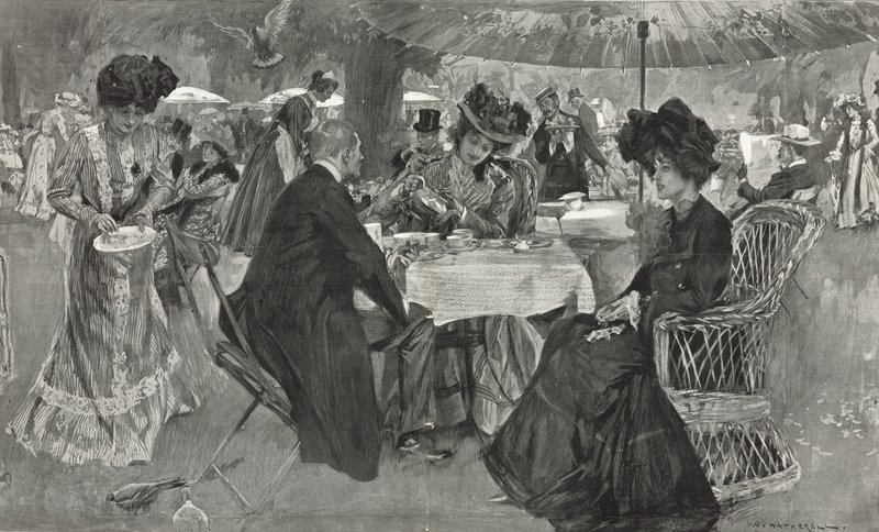 Tè pomeridiano nei Kensington Gardens da William Hatherell