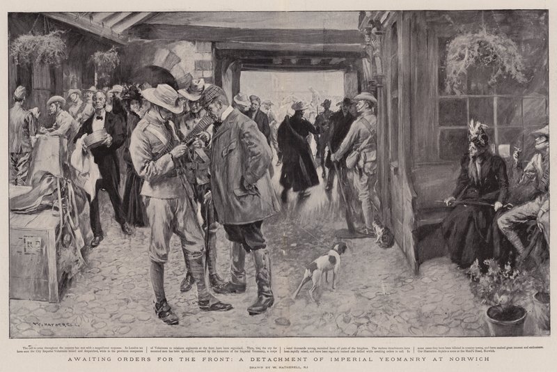 In attesa di ordini per il fronte, un distaccamento di Imperial Yeomanry a Norwich da William Hatherell