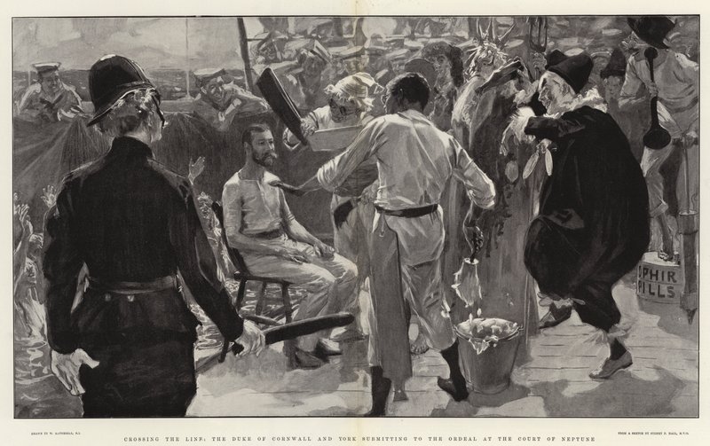 Attraversamento della linea, il Duca di Cornovaglia e York che si sottomette alla prova alla corte di Nettuno da William Hatherell