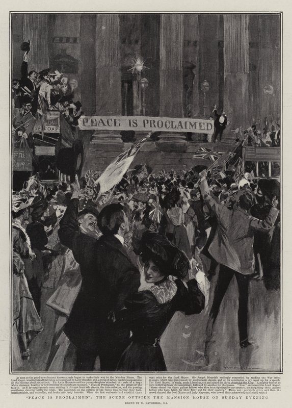 La Pace è Proclamata, la Scena fuori dalla Mansion House la Domenica Sera da William Hatherell