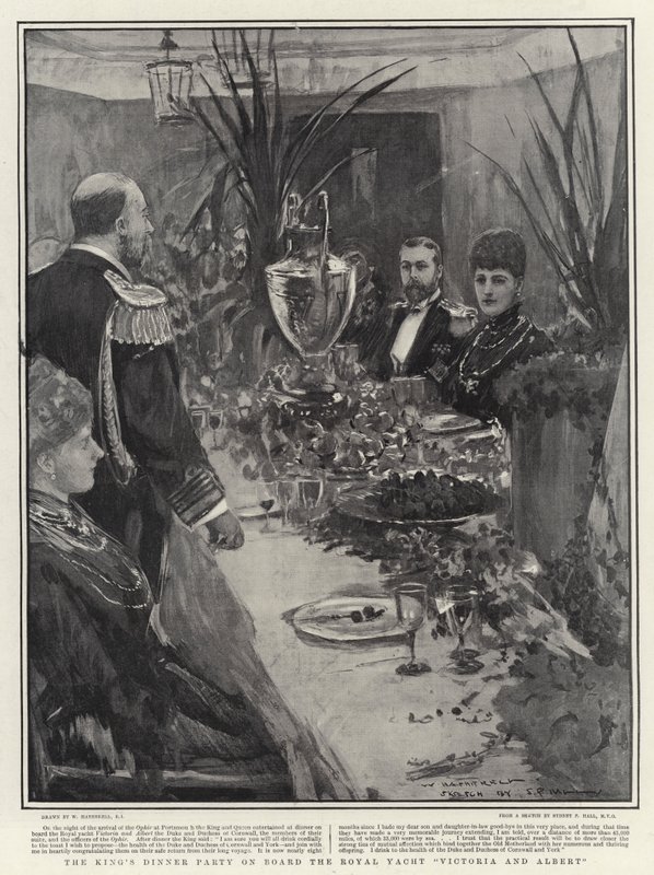 La Cena del Re a Bordo dello Yacht Reale Victoria e Albert da William Hatherell