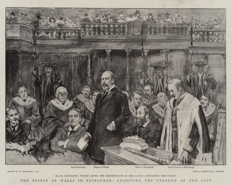Il Principe di Galles a Edimburgo, riceve la Libertà della Città da William Hatherell