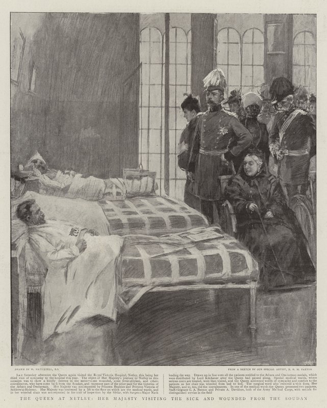 La Regina a Netley, Sua Maestà visita i malati e i feriti dal Sudan da William Hatherell