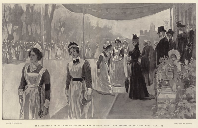 La Ricezione delle Infermiere della Regina a Marlborough House, la Processione davanti al Padiglione Reale da William Hatherell