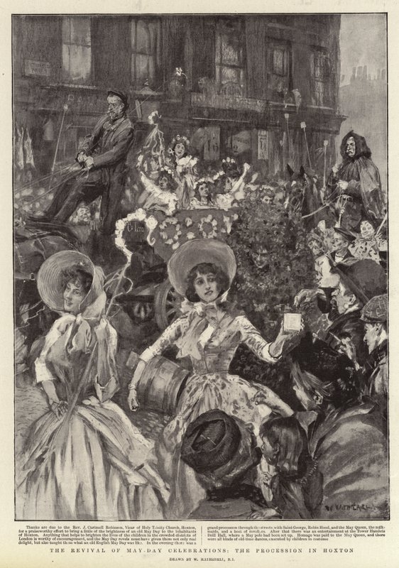 La rinascita delle celebrazioni del Primo Maggio, la processione a Hoxton da William Hatherell