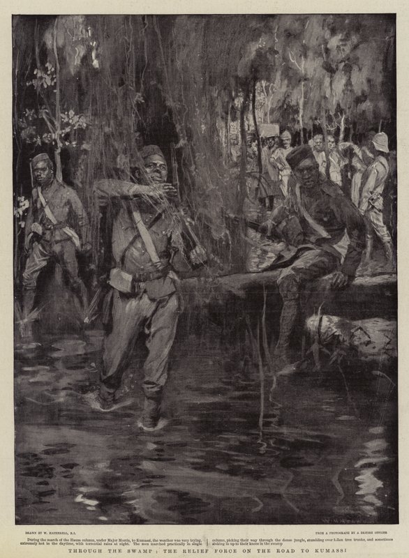 Attraverso la palude, la forza di soccorso sulla strada per Kumassi da William Hatherell