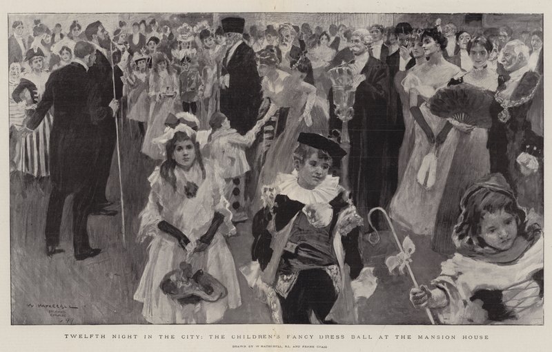 La dodicesima notte in città, il ballo in maschera dei bambini alla Mansion House da William Hatherell