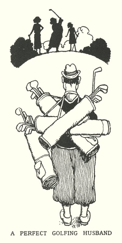 Un marito perfetto per il golf (litografia) da William Heath Robinson