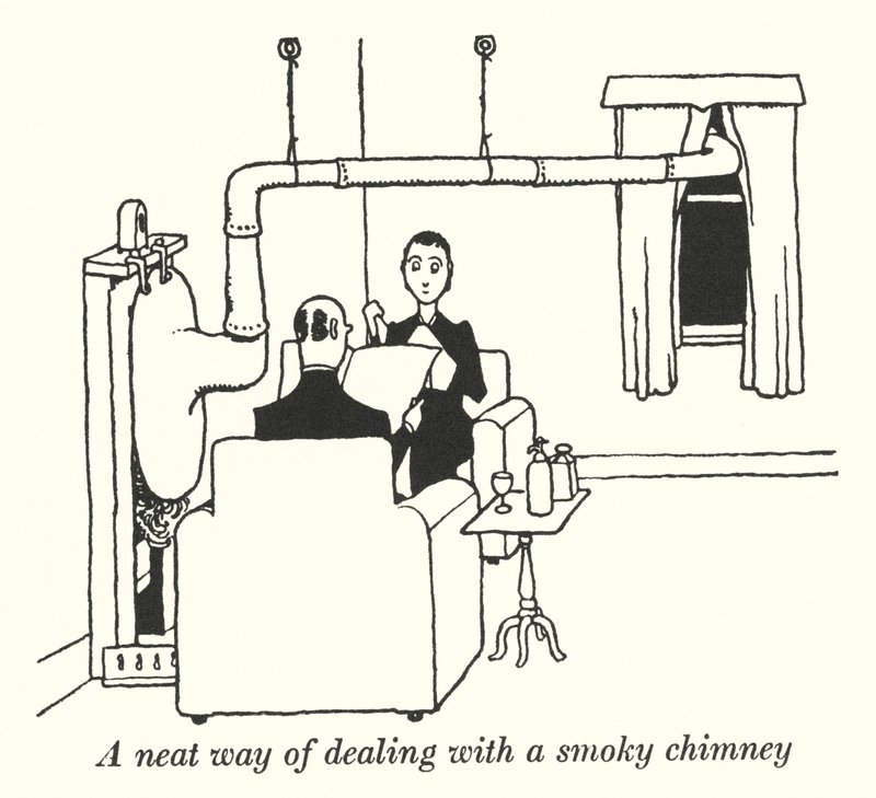 Un modo ingegnoso per affrontare un camino fumoso (litografia) da William Heath Robinson
