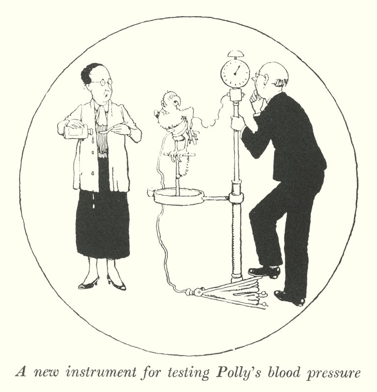 Un nuovo strumento per testare la pressione sanguigna di Polly da William Heath Robinson