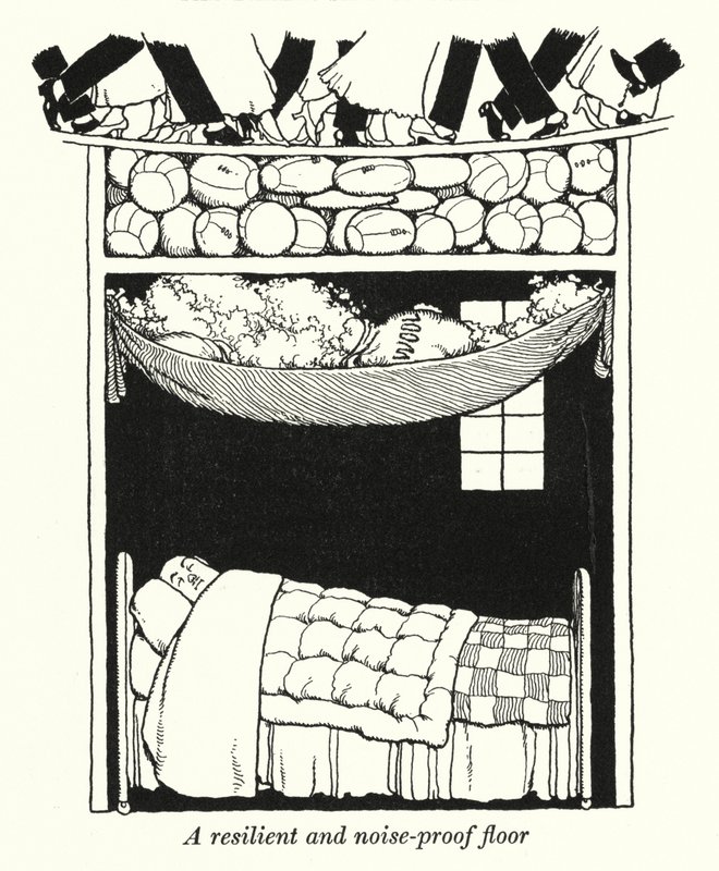 Un pavimento resiliente e insonorizzato da William Heath Robinson