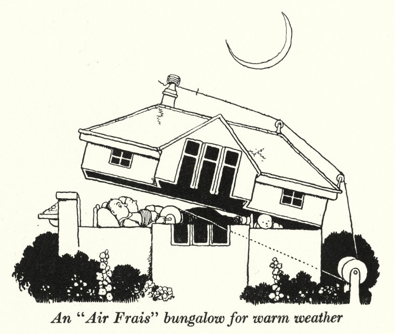 Un bungalow "Air Frais" per il caldo da William Heath Robinson