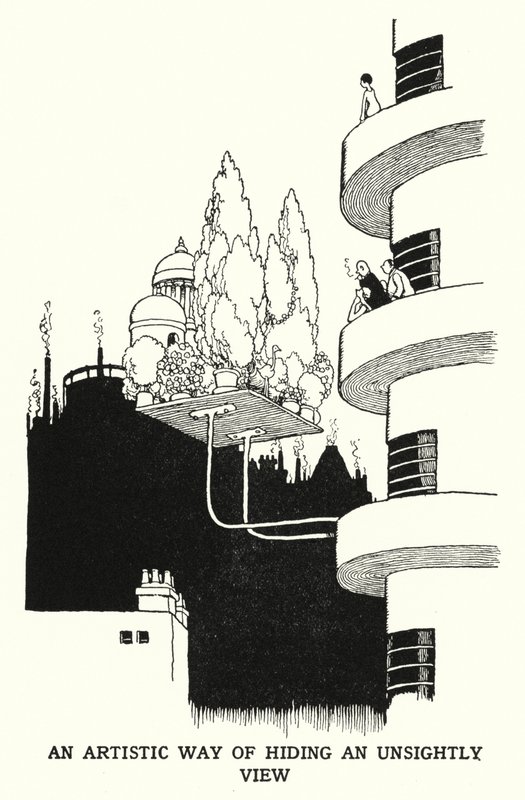 Un modo artistico per nascondere una vista sgradevole da William Heath Robinson
