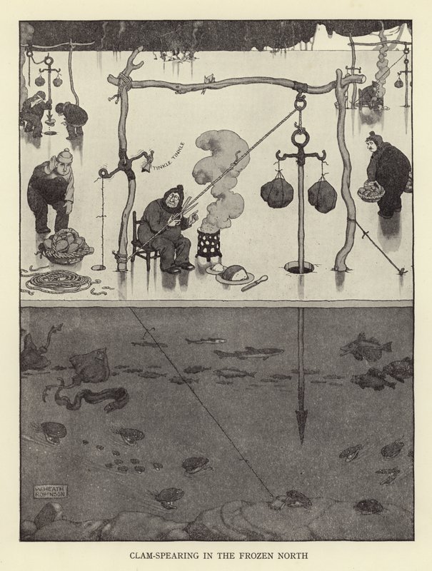 Pesca di vongole nel nord ghiacciato da William Heath Robinson
