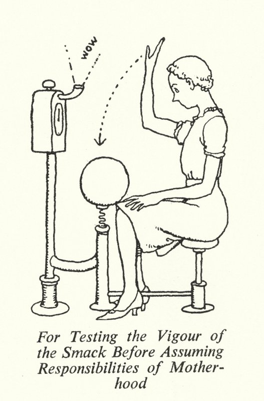 Per testare il vigore dello schiaffo prima di assumere le responsabilità della maternità da William Heath Robinson