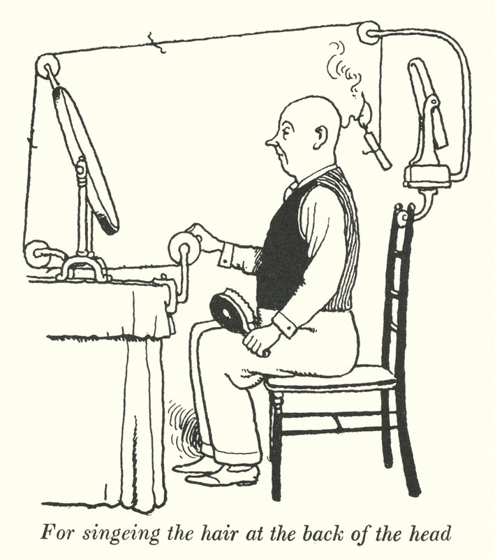 Per bruciare i capelli sulla nuca (litografia) da William Heath Robinson