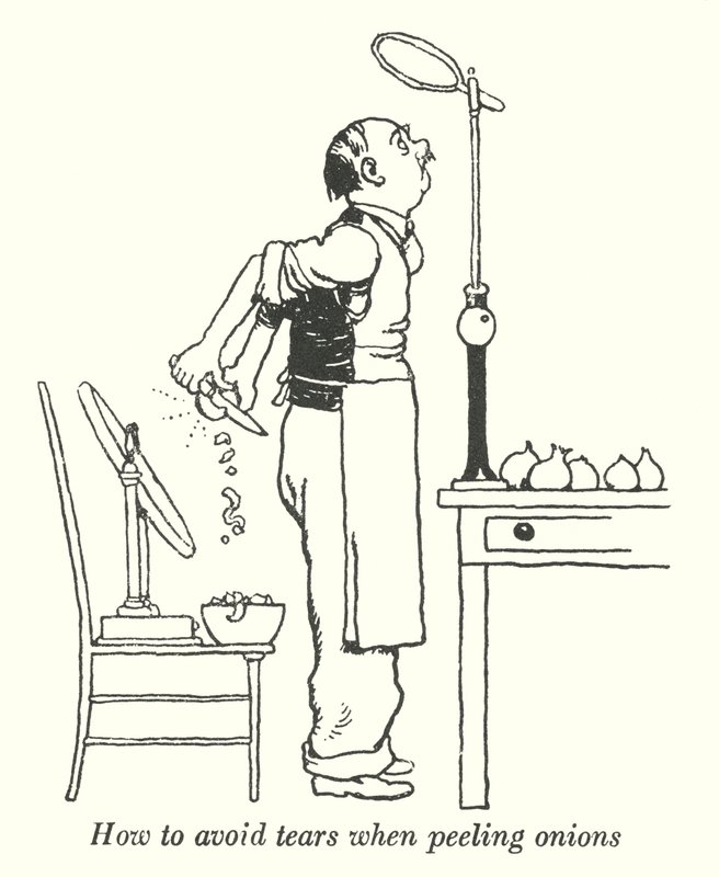 Come evitare le lacrime quando si sbucciano le cipolle da William Heath Robinson