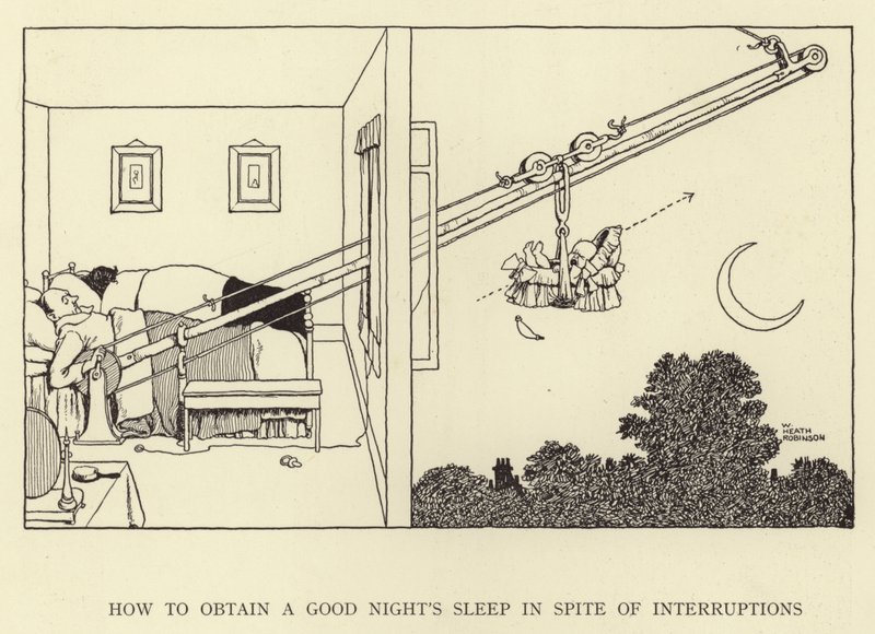 Come ottenere una buona notte di sonno nonostante le interruzioni da William Heath Robinson