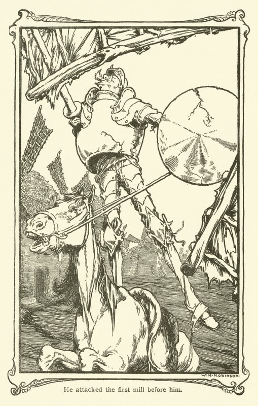 Illustrazione per Don Chisciotte da William Heath Robinson