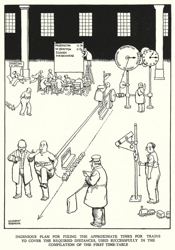 Illustrazione per Railway Ribaldry di W Heath Robinson da William Heath Robinson