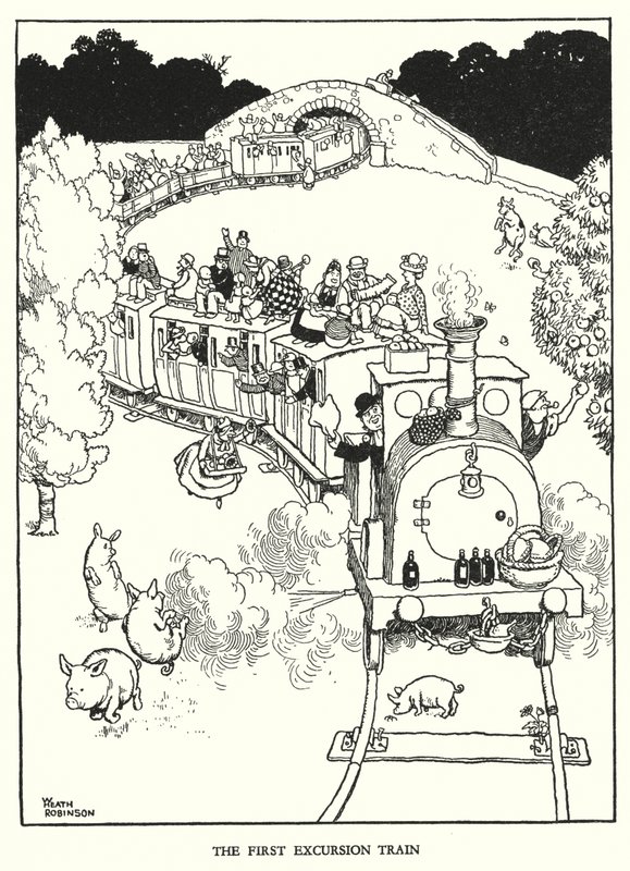 Illustrazione per Railway Ribaldry di W Heath Robinson da William Heath Robinson