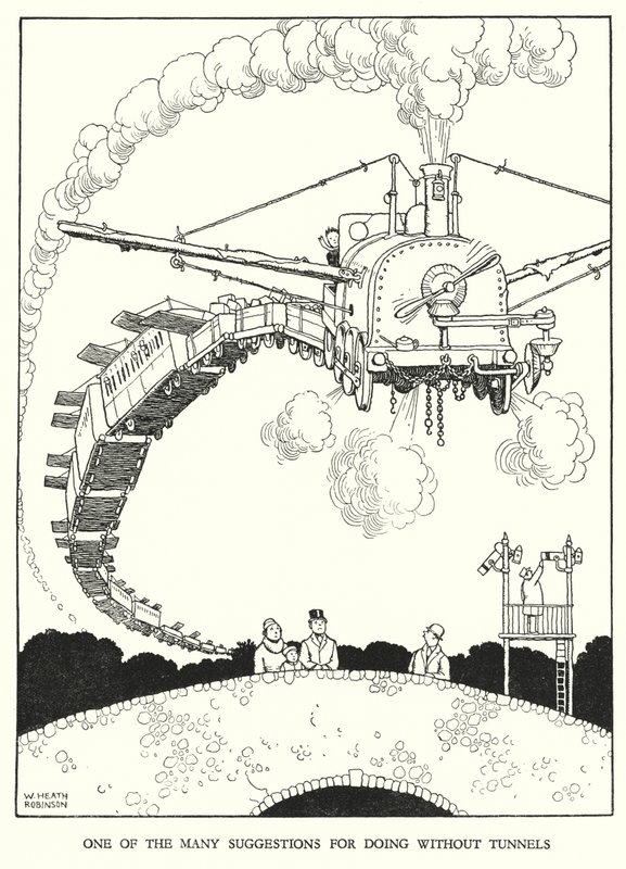 Illustrazione per Railway Ribaldry di W Heath Robinson da William Heath Robinson