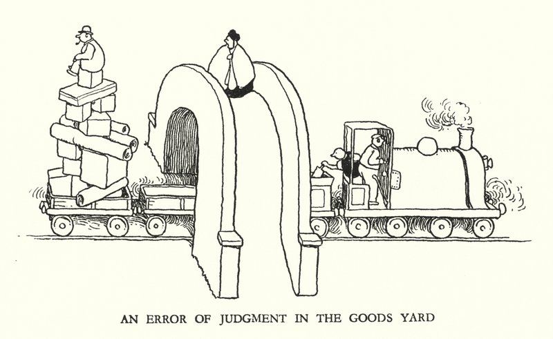 Illustrazione per Railway Ribaldry di W Heath Robinson da William Heath Robinson