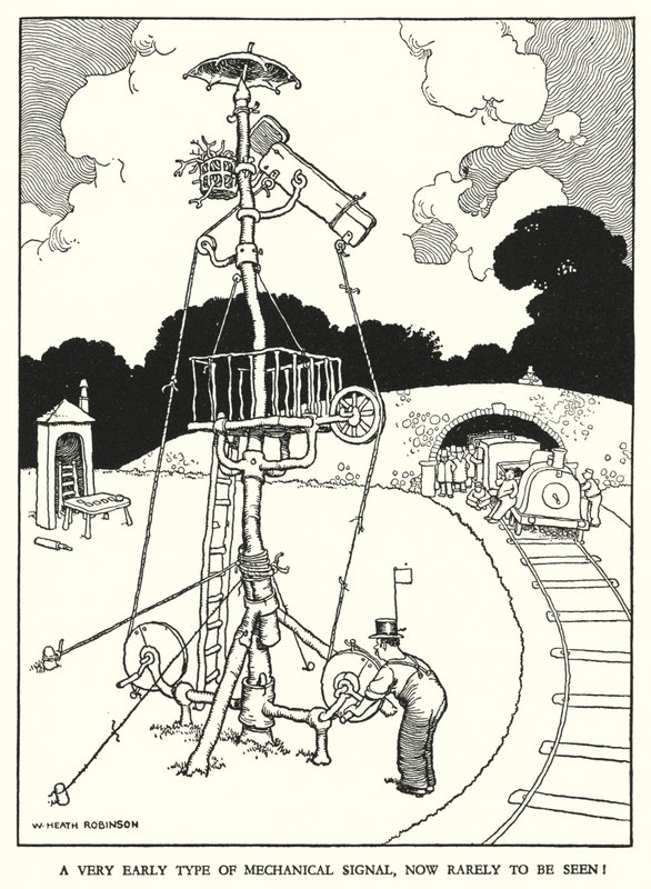 Illustrazione per Railway Ribaldry di W Heath Robinson da William Heath Robinson