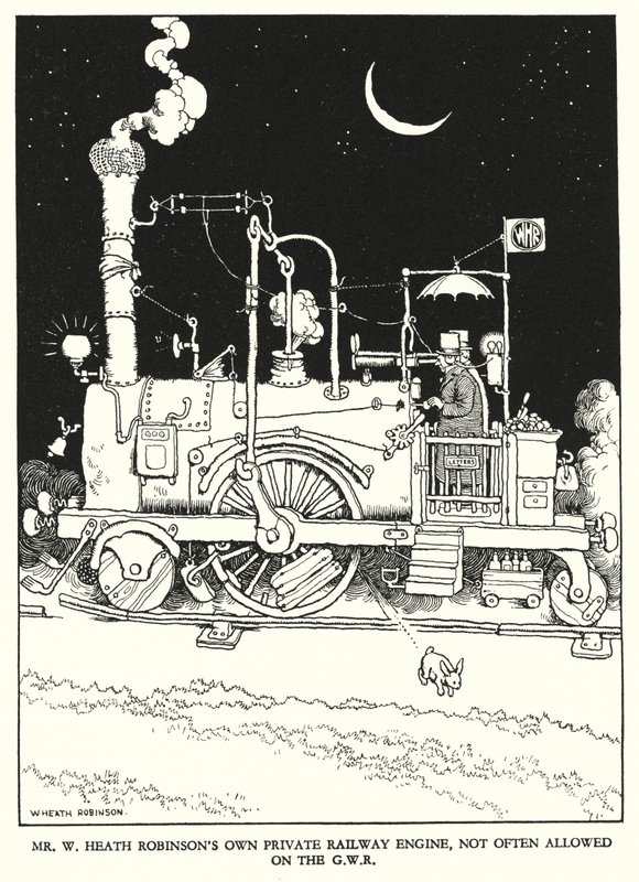 Illustrazione per Railway Ribaldry di W Heath Robinson da William Heath Robinson