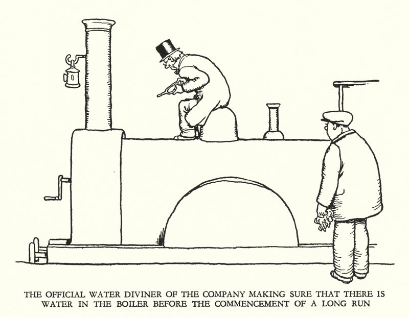 Illustrazione per Railway Ribaldry di W Heath Robinson da William Heath Robinson