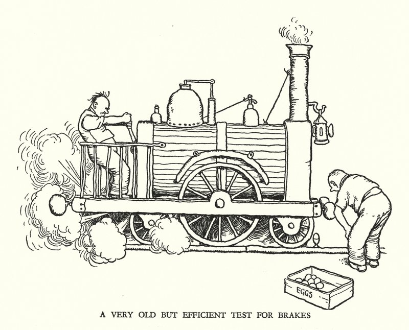 Illustrazione per Railway Ribaldry di W Heath Robinson da William Heath Robinson